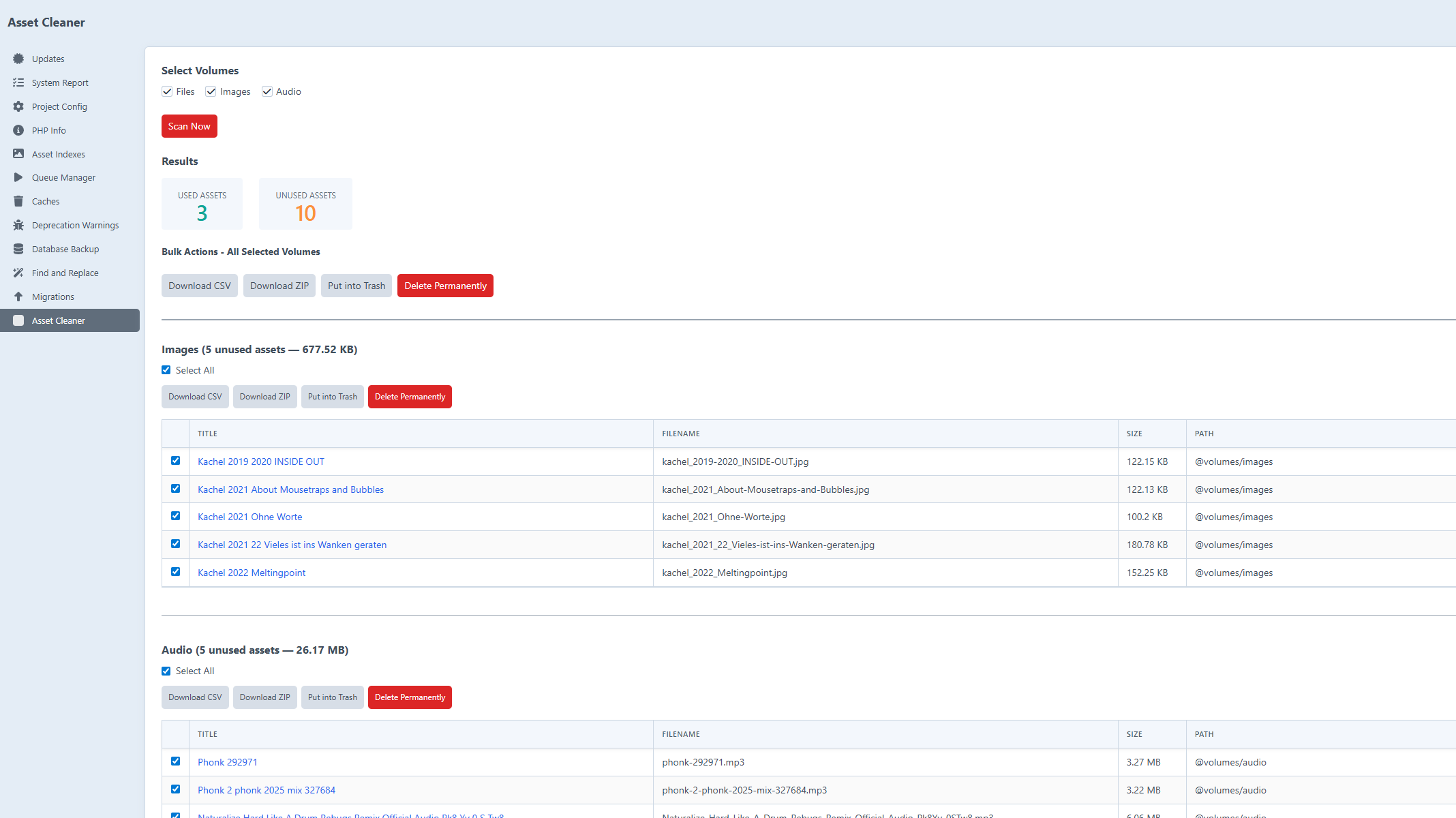Asset Cleaner Utilities Panel